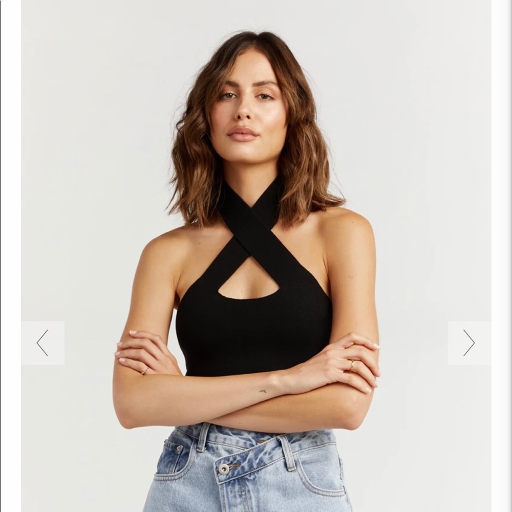 MISHA BLACK CUT OUT KNIT CROP